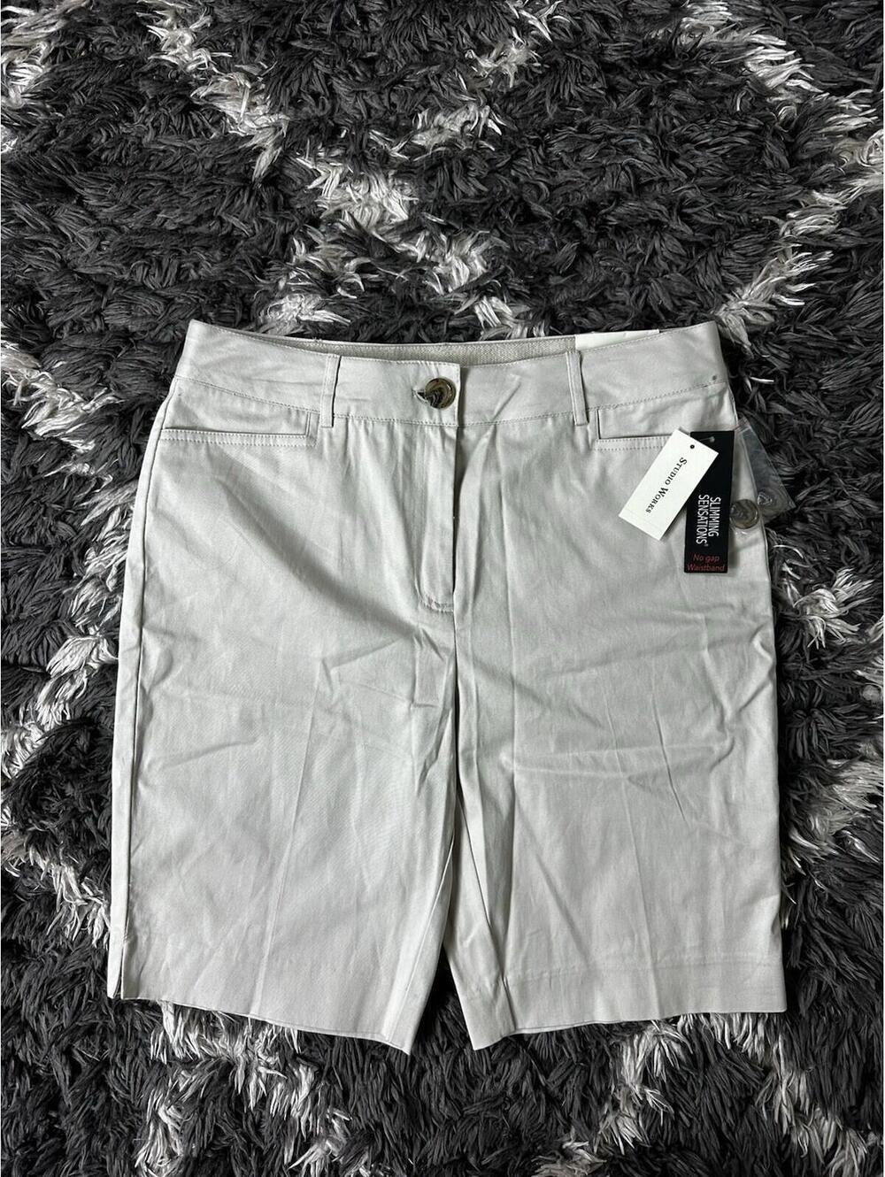 Studio Works Bermuda Shorts Size 10 Tan Khaki Trouser Shorts Career Casual⁠